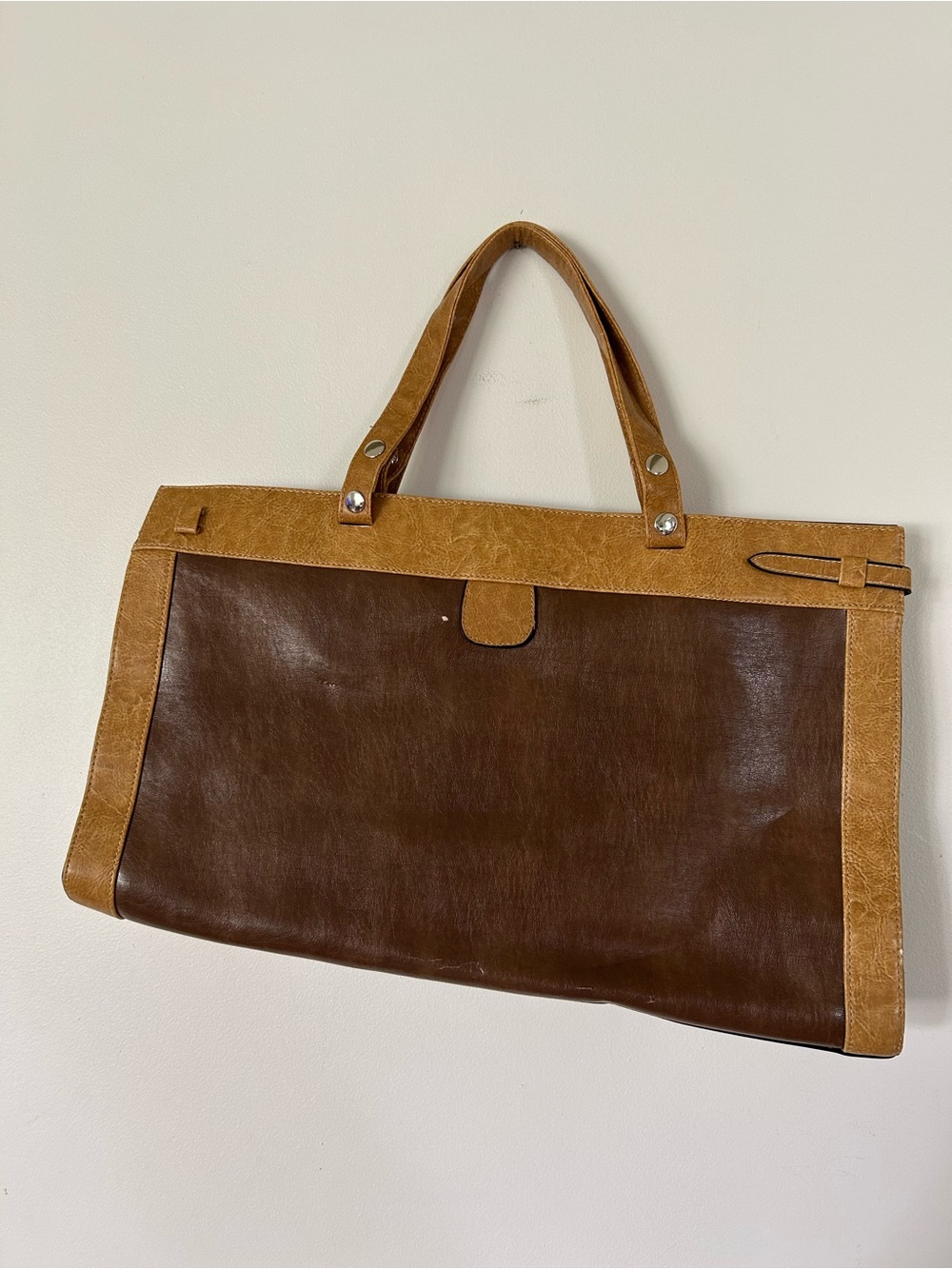 Vintage Salvatore Ferragamo Two
Toned Leather Hand Bag